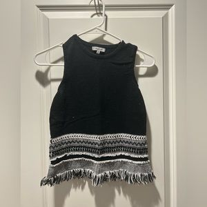 Madewell Black and Patterned Sweater Tank Top